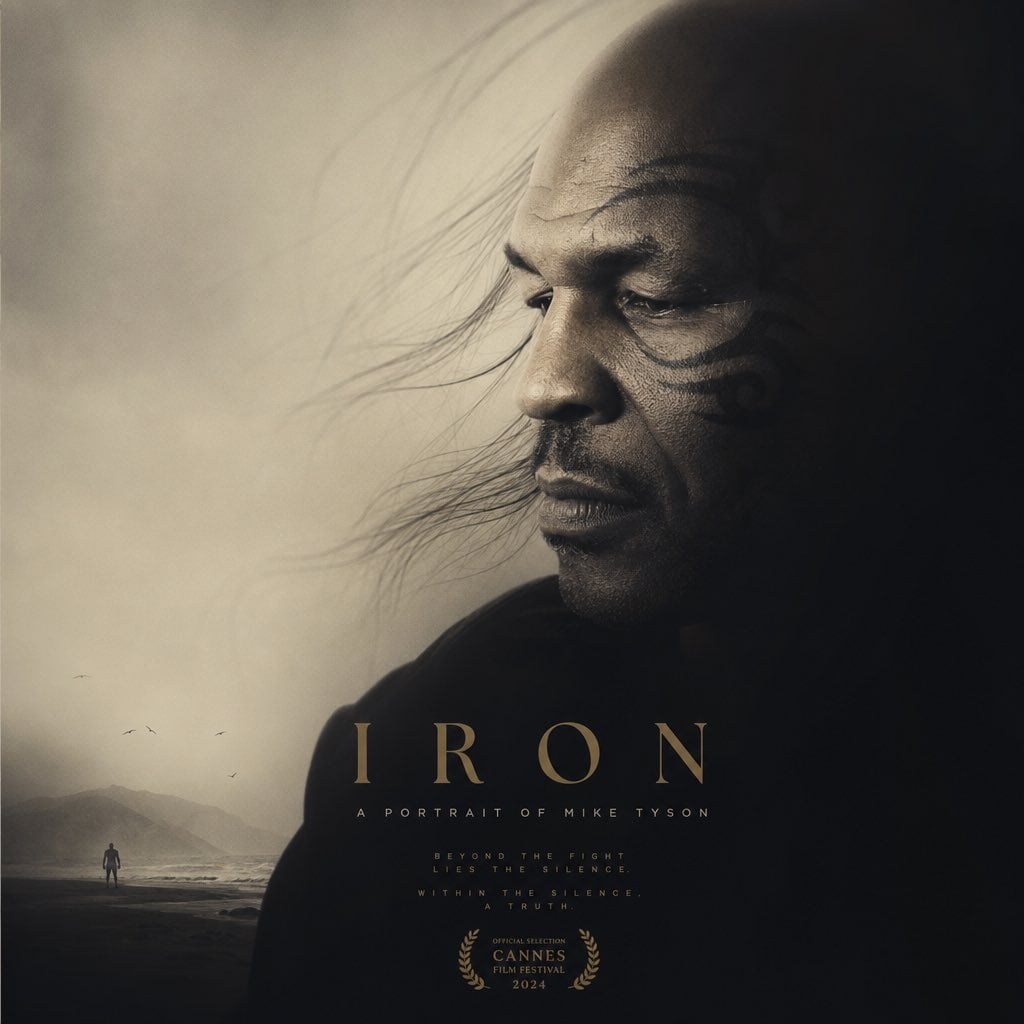 Minimalist art-house movie poster featuring a close-up portrait of [Human] weari