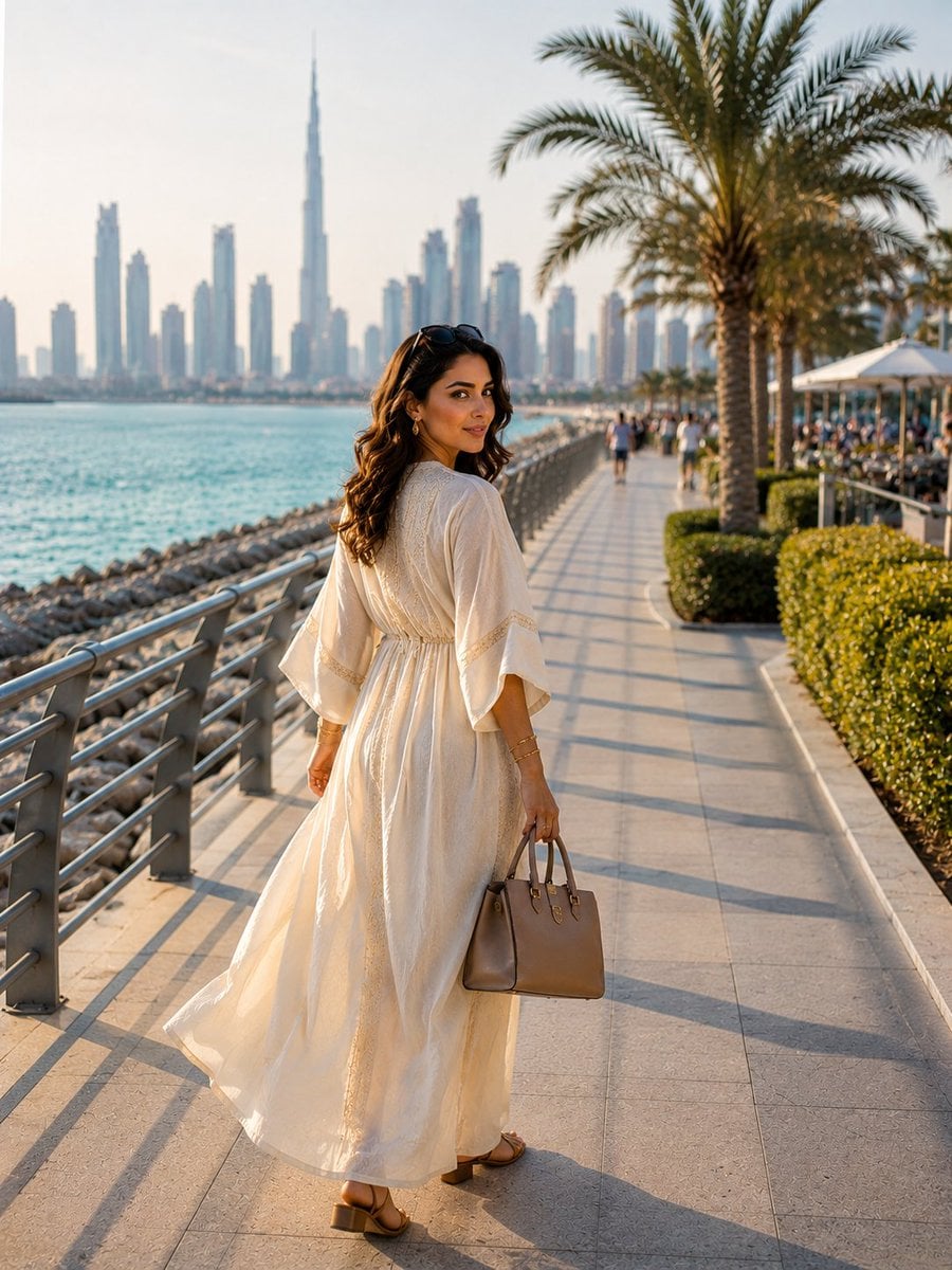 Create a stunning young STYLISH MODERN Arab woman with radiant fair olive skin, 