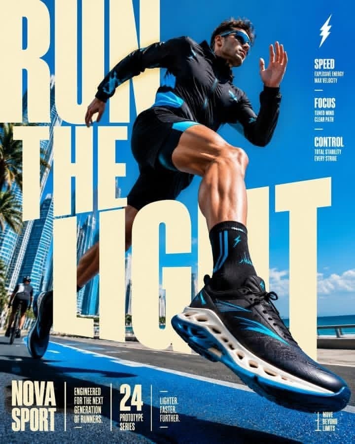 Create a 4:5 full-bleed editorial action poster for STRIKE SPORT. The brand’s vi