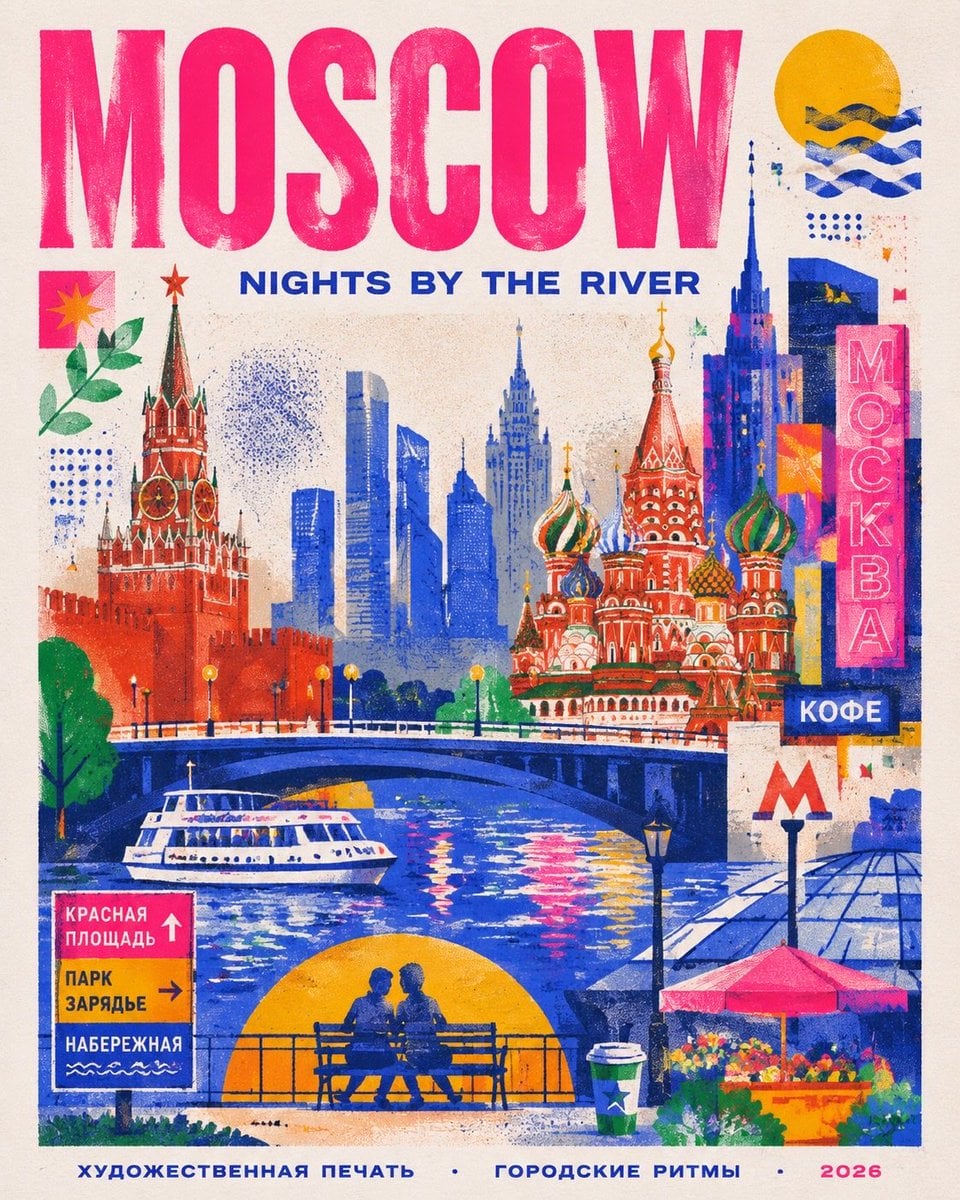 Create a stylish modern travel poster inspired by risography about [City Name]. 
