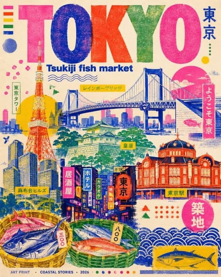 Create a stylish modern travel poster inspired by risography about [City Name]. 