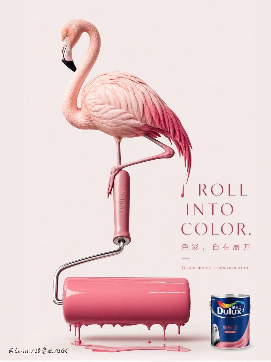 Create an ultra-premium editorial advertising poster for Dulux, centered on one 