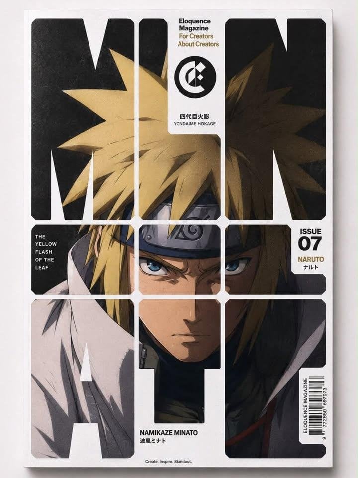 Create a premium minimalist editorial magazine cover featuring [Character] from 